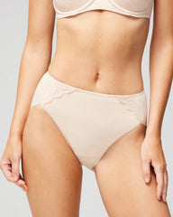 High-Leg Brief Panty with Lace - PALE SAND | Soma Women