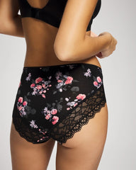 High-Leg Panty with Enchanting Lace - FLORAL DREAMS BLACK MINI | Soma Women