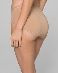 Cotton High-Leg Brief Panty with Lace Trim - WARM AMBER | Soma Women