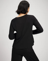 Most Loved Cotton Long Sleeve Pajama Tee - BLACK | Soma Women