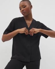 Button-Front Pajama Tee - BLACK | Soma Women