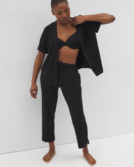 Button-Front Pajama Tee - BLACK | Soma Women