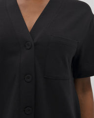 Button-Front Pajama Tee - BLACK | Soma Women