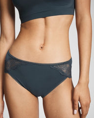 Embraceable High-Leg Panty with Crochet Lace - PETROL | Soma Women
