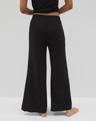 Lightweight Rib Knit Wide Leg Pajama Pants - BLACK | Soma Women