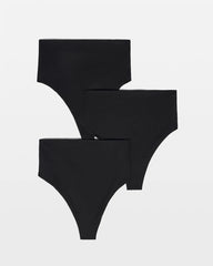 High-Waist Thong Panty 3 Pack - BLACK MULTI PACK | Soma Women