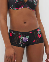 Boyshort Panty with Enchanting Lace - RHAPSODY FLORA MINI BLACK | Soma Women