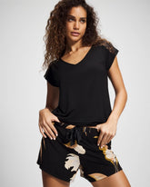 Satin Trim Pajama Short - MYSTIC BLOOMS BLACK MID | Soma Women