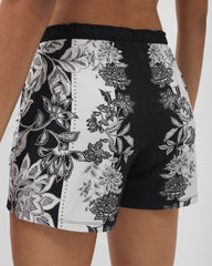 Pajama Shorts - STAMPED FLORAL SCARF BLK | Soma Women