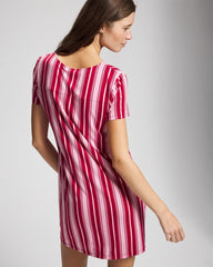 Short Sleeve Sleepshirt - SLEIGHBELL STRIPE RED | Soma Women