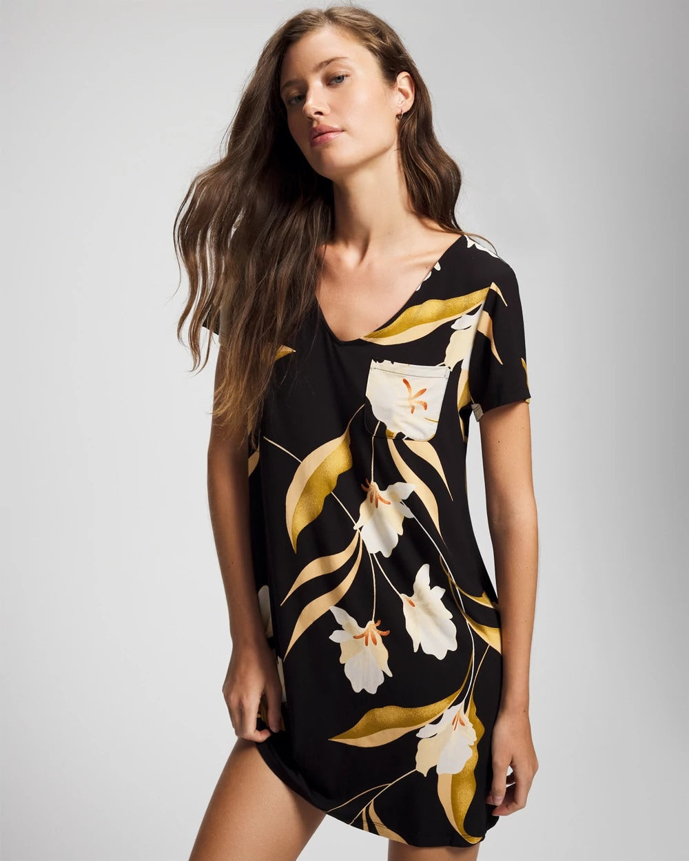 Short Sleeve Sleepshirt - MYSTIC BLOOMS BLACK MID | Soma Women
