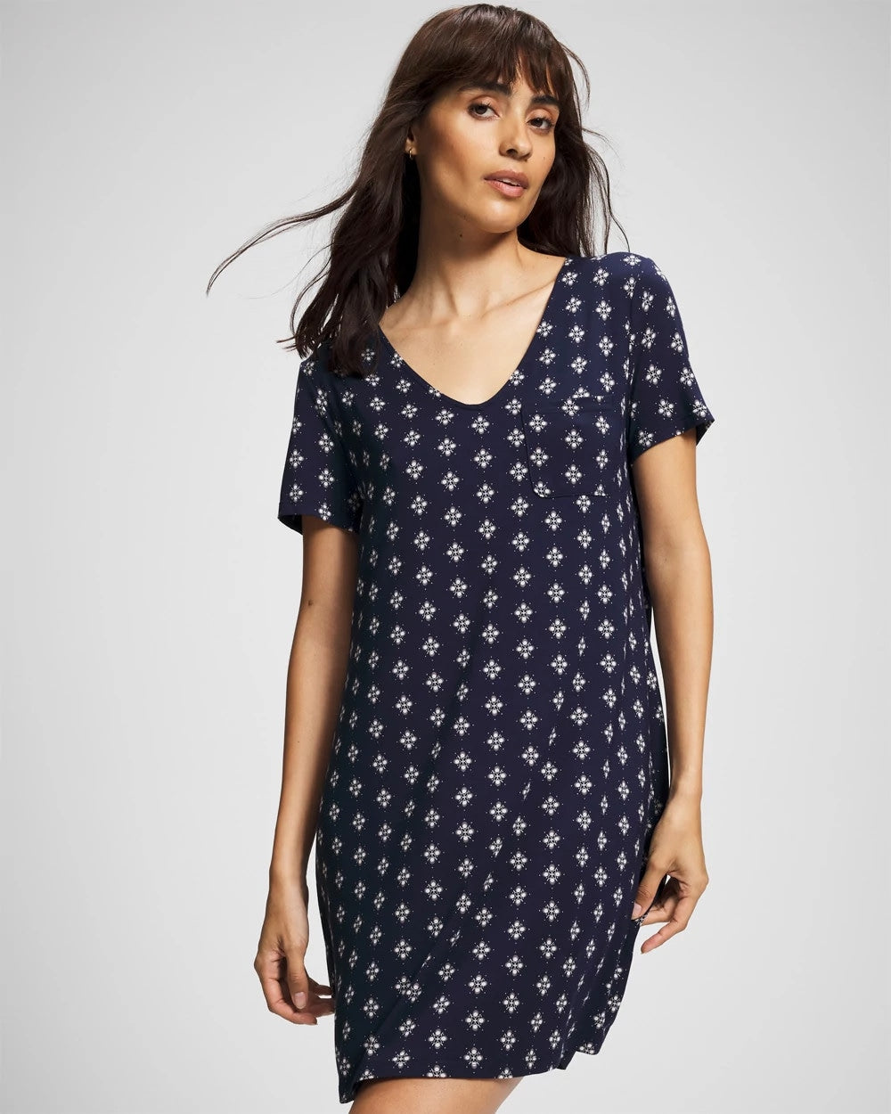 Short Sleeve Sleepshirt - BELLE FOULARD NAVY | Soma Women