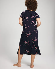 Short Sleeve Long Sleepshirt - BELOVED BOWS GRAND NAVY | Soma Women