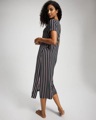 Short Sleeve Long Sleepshirt - MIDNIGHT STRIPE GREEN JOL | Soma Women