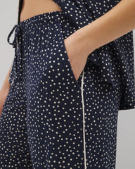 Piped Crop Pajama Pants - DOT OBSESSED NAVY | Soma Women