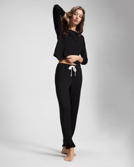 Banded Ankle Pajama Pant - BLACK | Soma Women