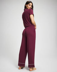 Solid Piped Pajama Pant - VELVET PLUM | Soma Women
