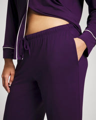 Solid Piped Pajama Pant - BLACKBERRY | Soma Women