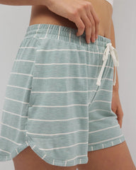 Curved Hem Pajama Shorts - MINDFUL STRIPE HTHR JADE | Soma Women