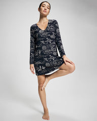 Long-Sleeve Sleepshirt - COSMIC BALLET NAVY | Soma Women
