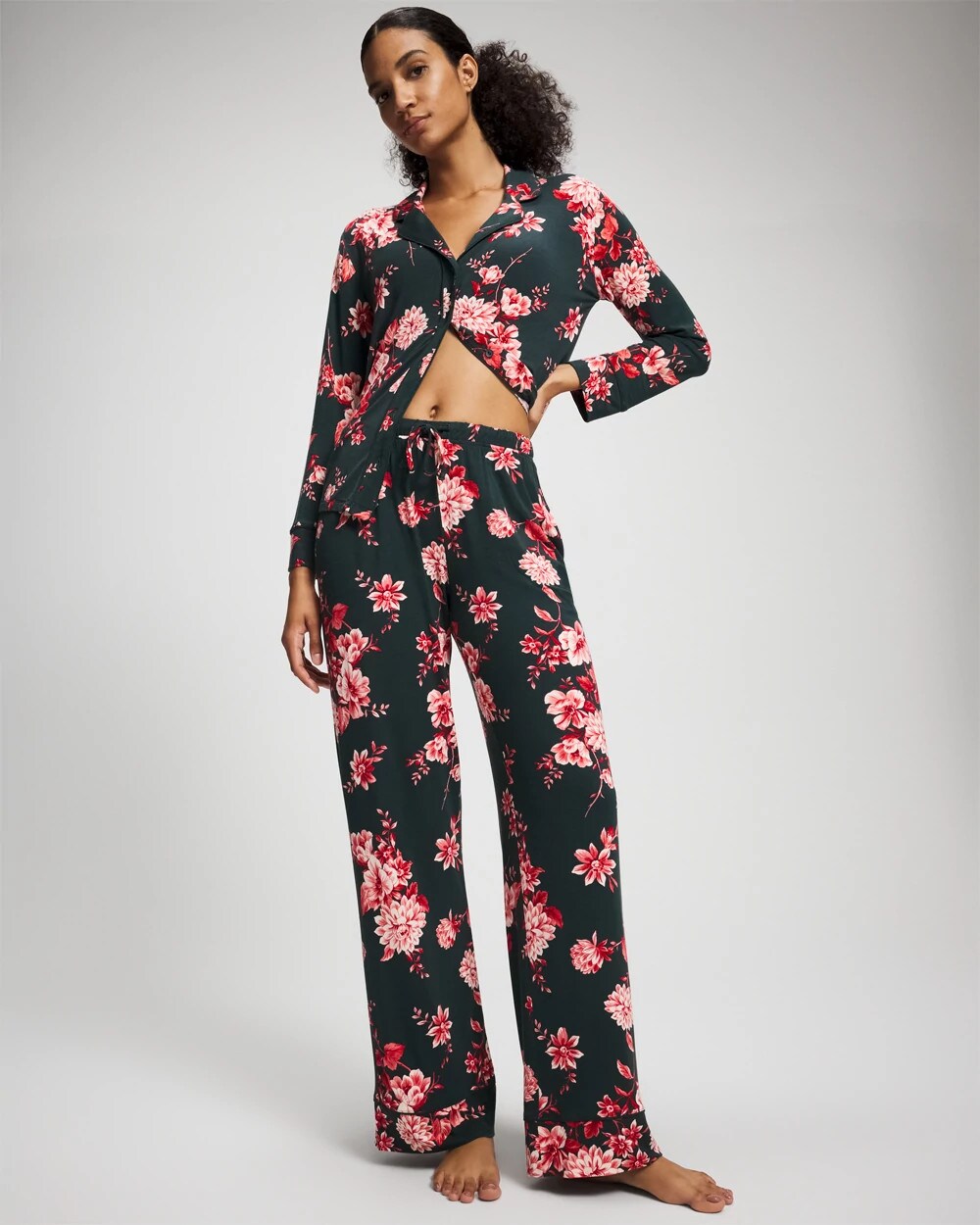 Printed Pajama Pant - COTTAGE FLORAL GREEN | Soma Women