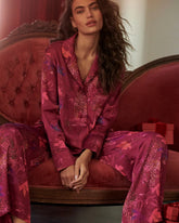 Long Sleeve Notch Collar Pajama Top - WILD WONDERS MAGENTA | Soma Women