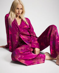 Long Sleeve Notch Collar Pajama Top - WILD WONDERS MAGENTA | Soma Women