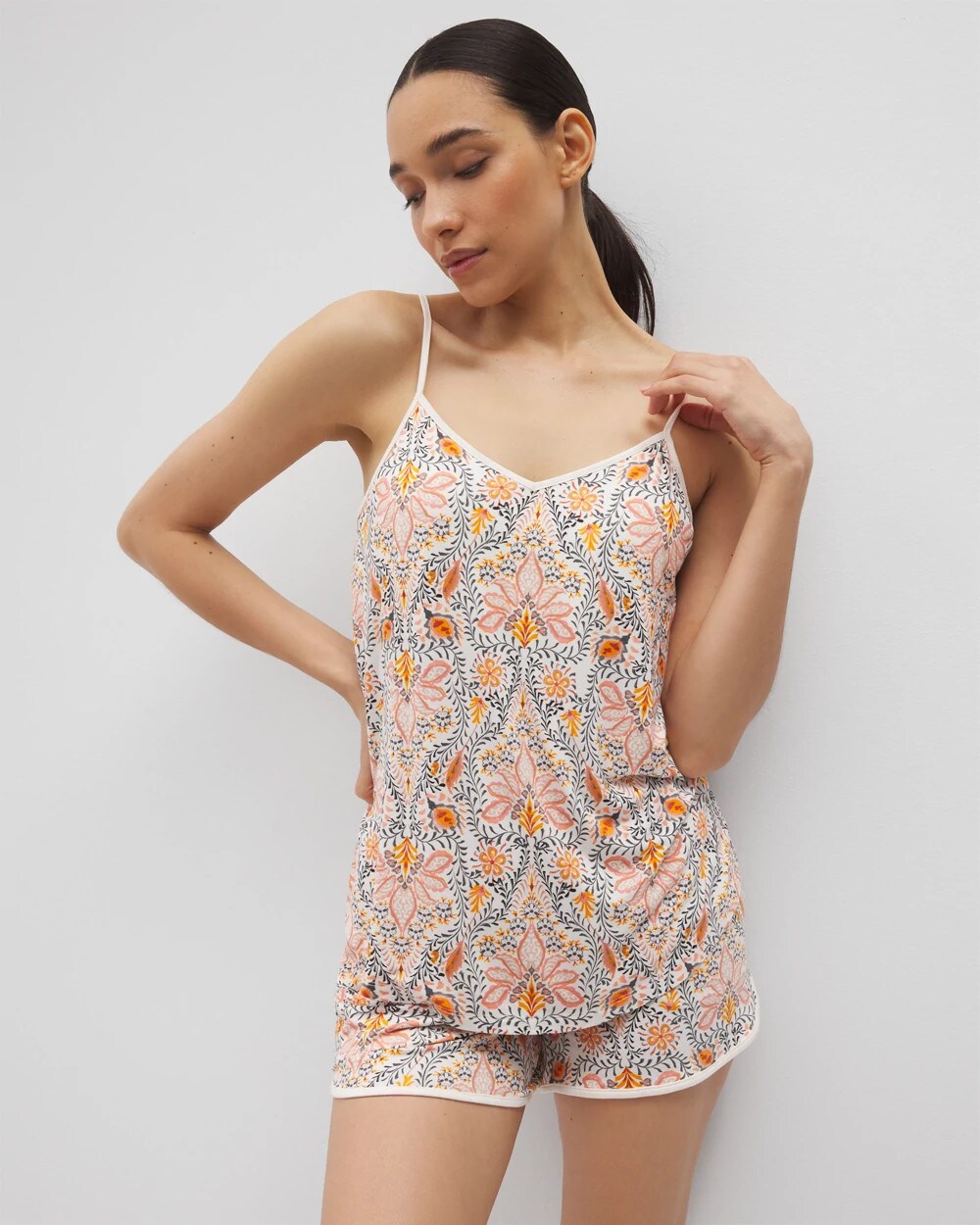 V-Neck Pajama Cami - VINE PAISLEY CHAMPAGNE M | Soma Women