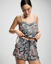 Relaxed Piped Pajama Short - REGAL PAISLEY BLACK | Soma Women
