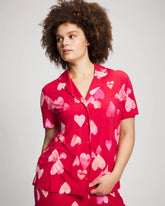Short Sleeve Notch Collar Pajama Top - WHOLE LOTTA LOVE RED | Soma Women