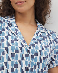 Short Sleeve Notch Collar Pajama Top - PRISM GEO MID NAVY | Soma Women