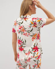 Short Sleeve Notch Collar Pajama Top - LE TIGRE FLORA CHAMPAGNE | Soma Women