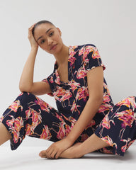 Short Sleeve Notch Collar Pajama Top - PARTY LIKE A FLOCK STAR N | Soma Women