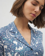 Short Sleeve Notch Collar Pajama Top - SHOW OFF PAISLEY COCONUT | Soma Women