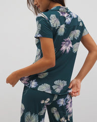Short Sleeve Notch Collar Pajama Top - HAVEN BOTANICAL DARK SEA | Soma Women