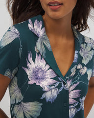 Short Sleeve Notch Collar Pajama Top - HAVEN BOTANICAL DARK SEA | Soma Women