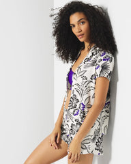 Short Sleeve Notch Collar Pajama Top - FLY BY NIGHT CHMPGNE DRMS | Soma Women