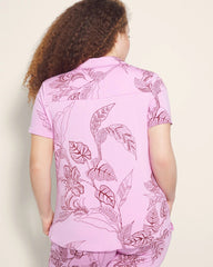 Short Sleeve Notch Collar Pajama Top - BALI BATIK META MAUVE | Soma Women