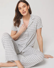 Short Sleeve Notch Collar Pajama Top - FUNDAMENTAL M HTHR OPAL G | Soma Women