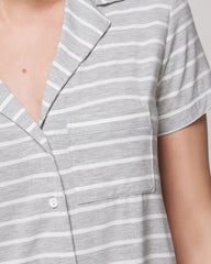 Short Sleeve Notch Collar Pajama Top - FUNDAMENTAL M HTHR OPAL G | Soma Women