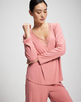 Lace Long Sleeve Pajama Top - ANTIQUE PINK | Soma Women