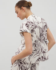 Short-Sleeve Button-Front Pajama Top - PALM PERFECT CHAMPAGNE | Soma Women