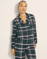 Super Soft Long-Sleeve Notch Collar Pajama Top - ASPEN PLAID EVERGLADE | Soma Women