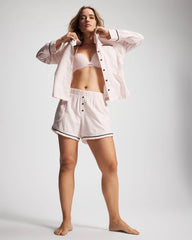 Velvet Piped Boxer Pajama Short - STOCKING STRIPE VERT PINK | Soma Women