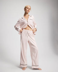 Velvet Piped Relaxed Pajama Pant - STOCKING STRIPE VERT PINK | Soma Women