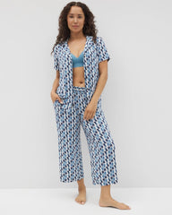 Cropped Pajama Pants - PRISM GEO MID NAVY | Soma Women