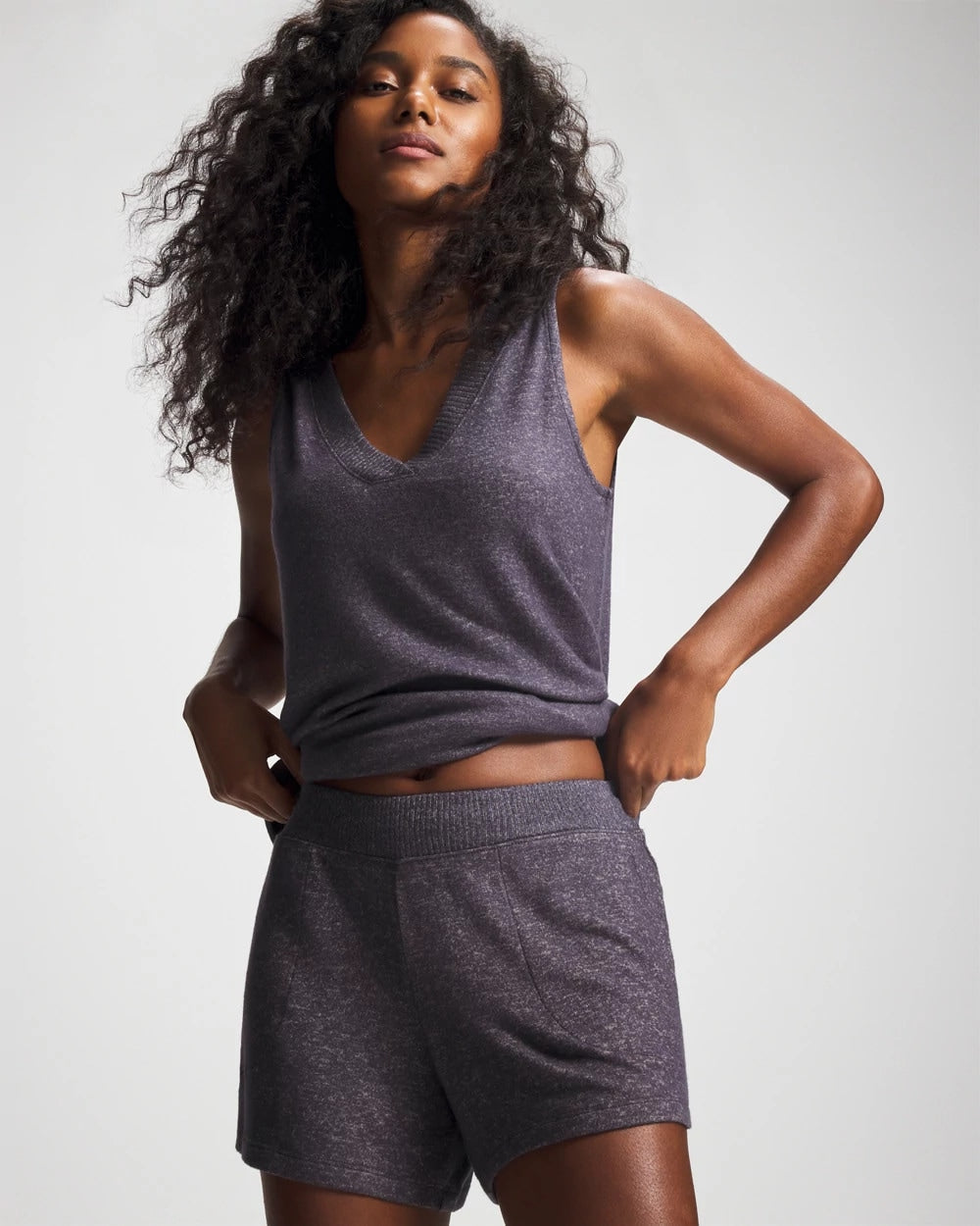 CozyLuxe Pajama Short - GRAY INK/PEARLED IVORY | Soma Women