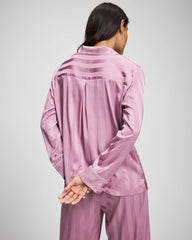 Shadow Stripe Long Sleeve Pajama Notch Collar Top - LILAC WINE | Soma Women