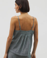 Cotton Gauze Pajama Cami - DARK SEA CROSSDYE | Soma Women