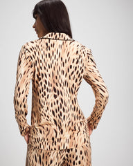 Long-Sleeve Printed Notch Collar Pajama Top - SPLENDID LEOPARD AMBER | Soma Women